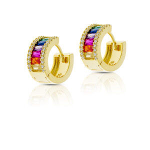 Round Earrings with Colored Zircons