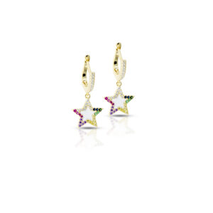 Star Earrings With Colored Zircon Edges